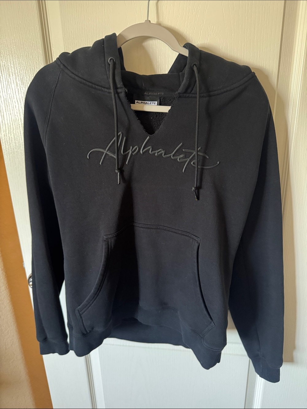 Alphalete Men's Black Crewneck Hoodie with Script Logo